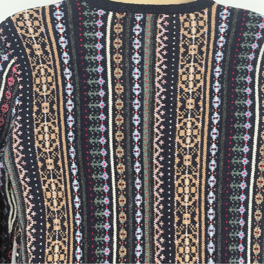 Tory Burch Fair Isle Alpaca Wool V-Neck Boho Tunic Sweater sz S Apres Ski Lodge - Picture 10 of 16